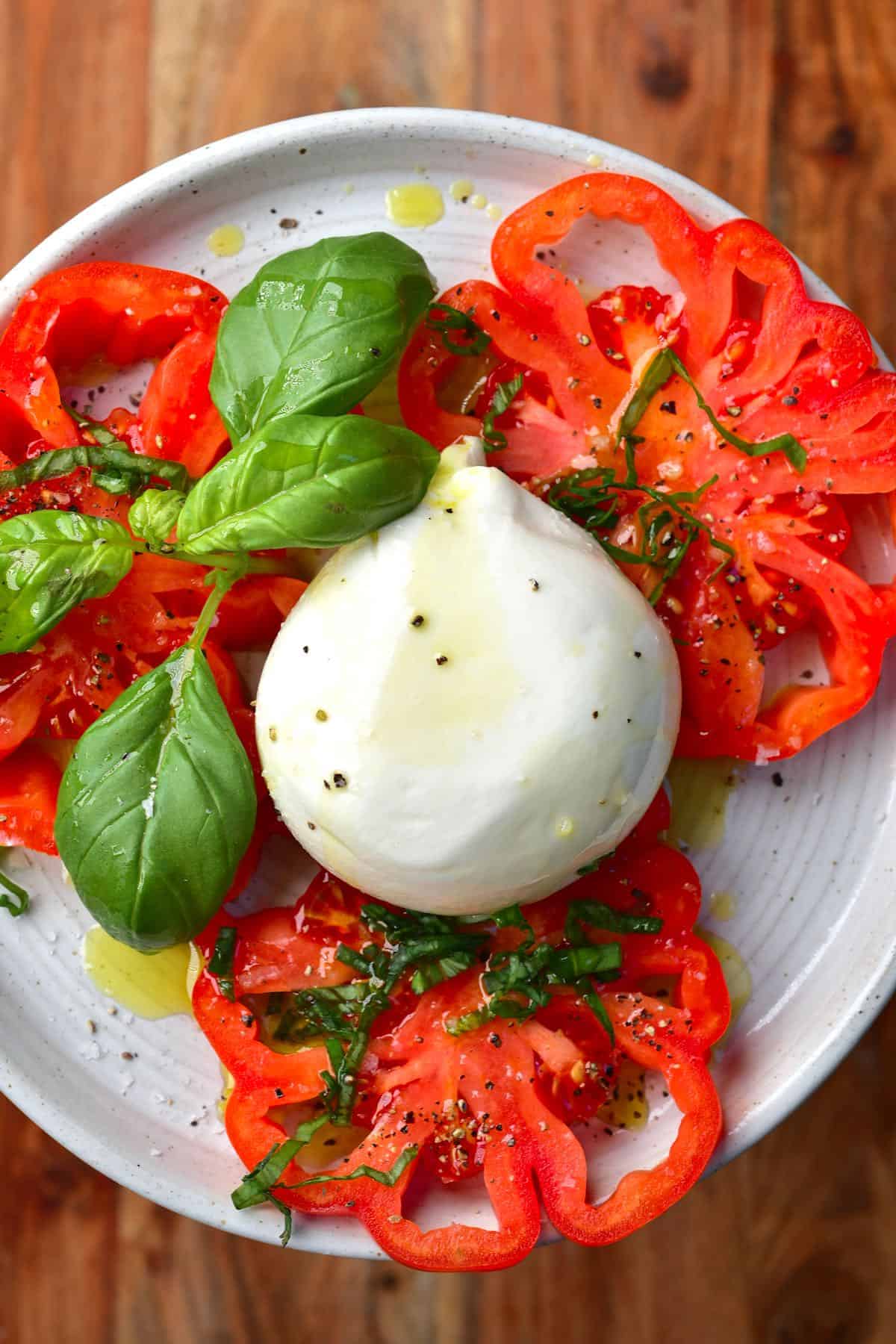 Burrata Salad with Grated Tomato And Anchovies