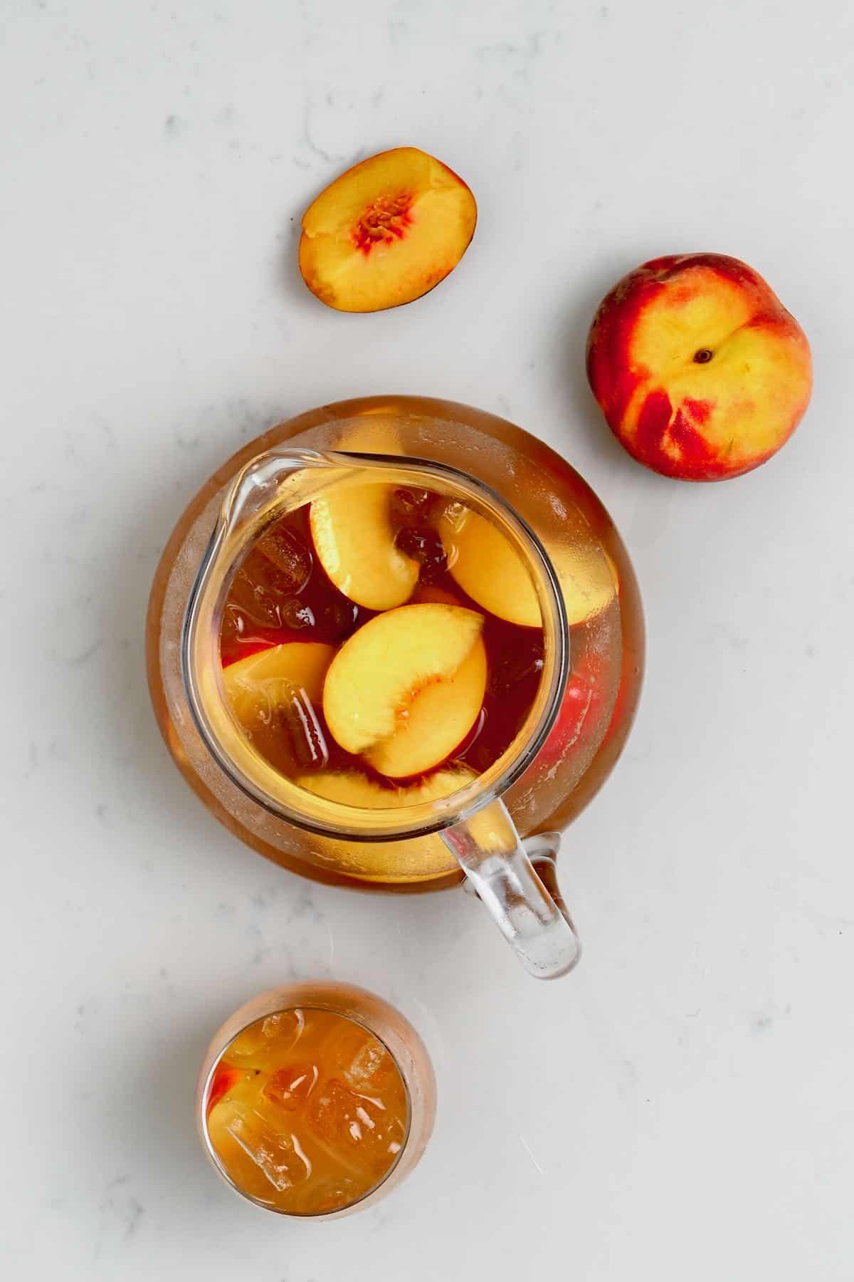 Fresh Peach Iced Tea - Honey Sweetened