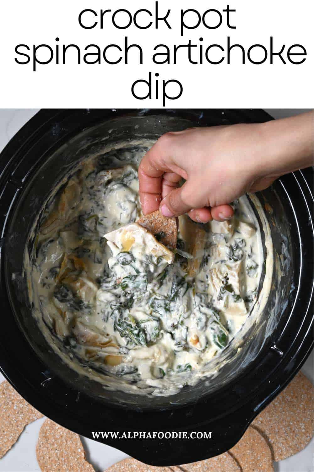 Crock Pot Spinach Artichoke Dip - Alphafoodie