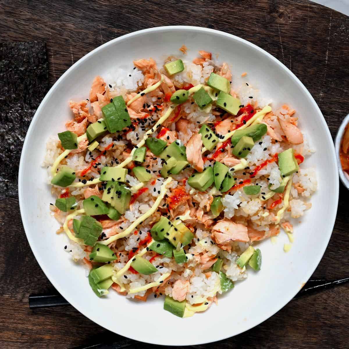 Viral TikTok Salmon Rice Bowl [5 Minute Meal] - Alphafoodie